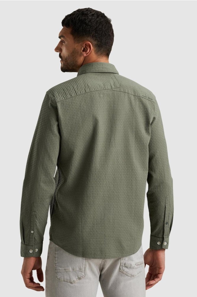 Cast Iron groene heren overhemd | Model achteraanzicht