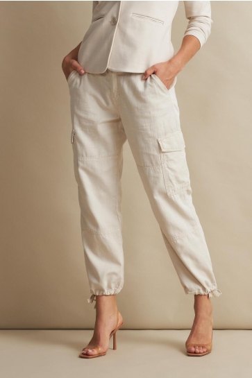Red Button Broek CONNY CARGO COTTON LINEN SRB4167 278 PEARL