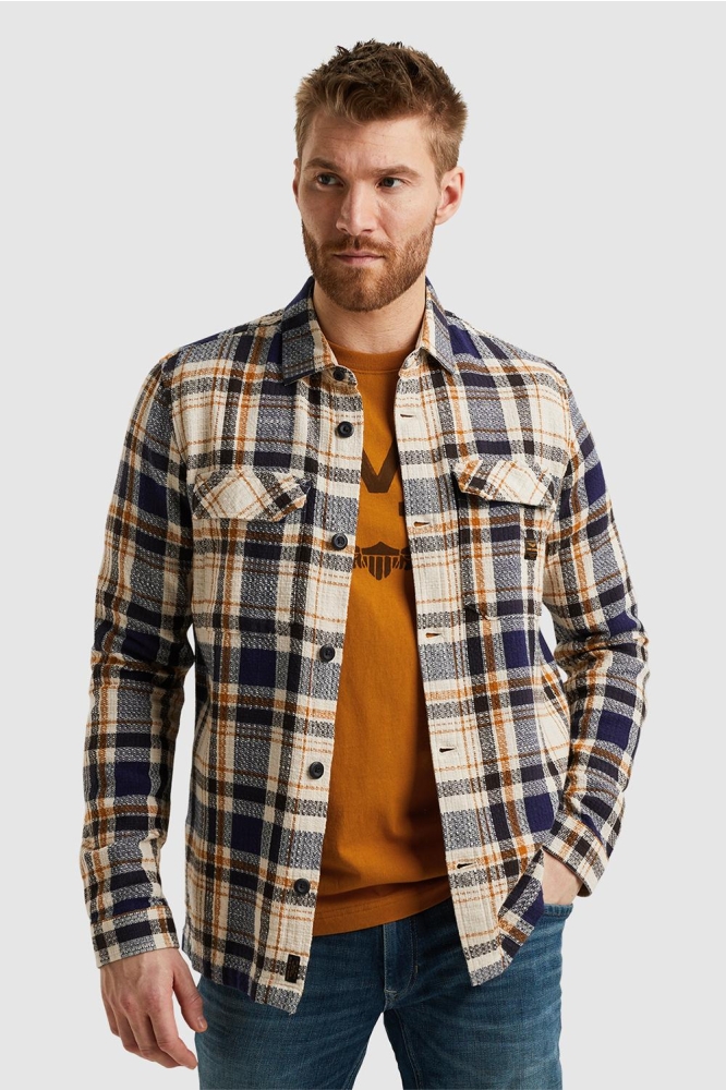 PME legend blauwe heren overhemd | Model vooraanzicht