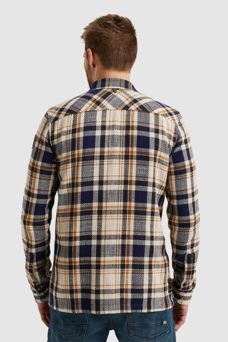PME legend blauwe heren overhemd | Model achteraanzicht