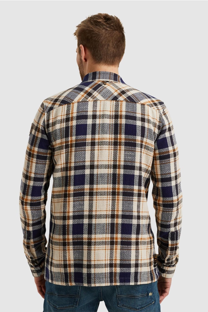 PME legend blauwe heren overhemd | Model achteraanzicht
