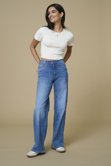 Jacqueline de Yong Jeans JDYFELINA-FINA HW WIDE MED BLUE DNM 15342089 Medium Blue Denim
