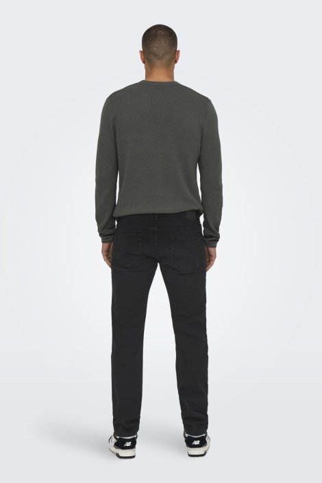 Only & Sons zwarte heren jeans | Model achteraanzicht