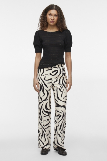 Vila Broek VICLO HW LOOSE PANTS - NOOS 14100335 Birch/MARBLE SWI