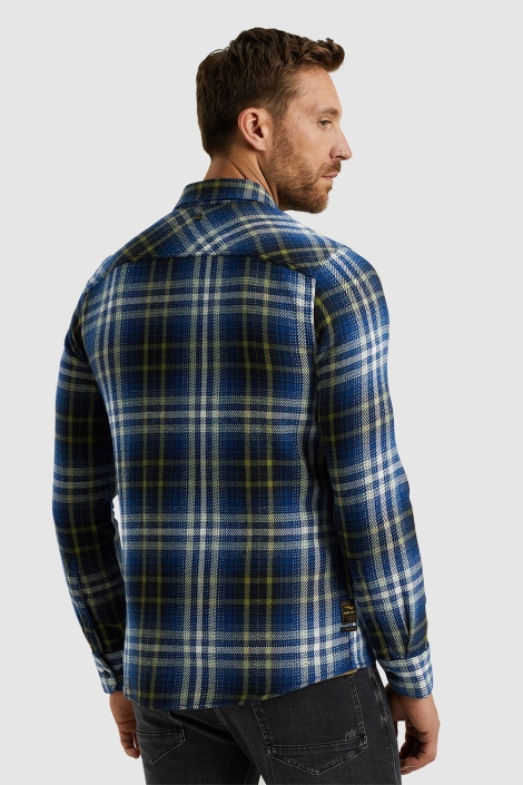 PME legend blauwe heren overhemd | Model achteraanzicht