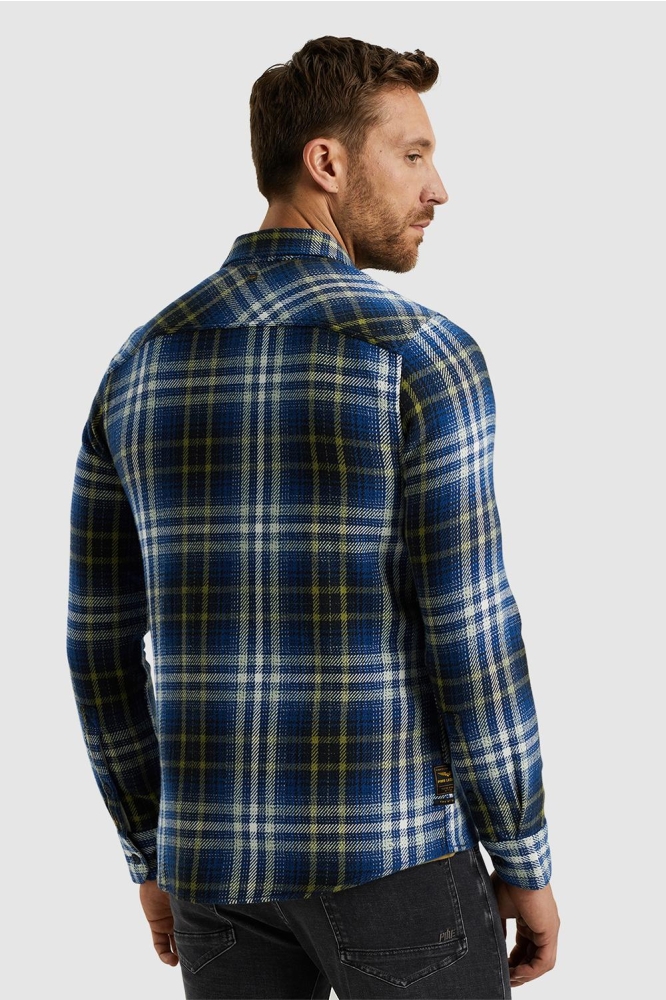 PME legend blauwe heren overhemd | Model achteraanzicht
