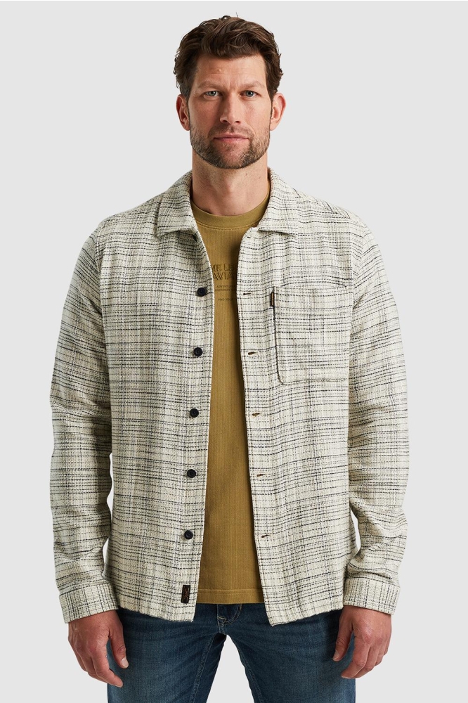 PME legend beige heren overhemd | Model vooraanzicht