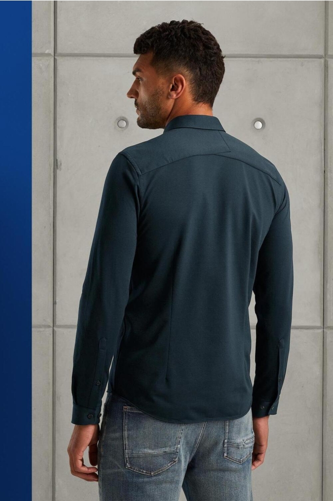 Cast Iron blauwe heren overhemd | Model achteraanzicht