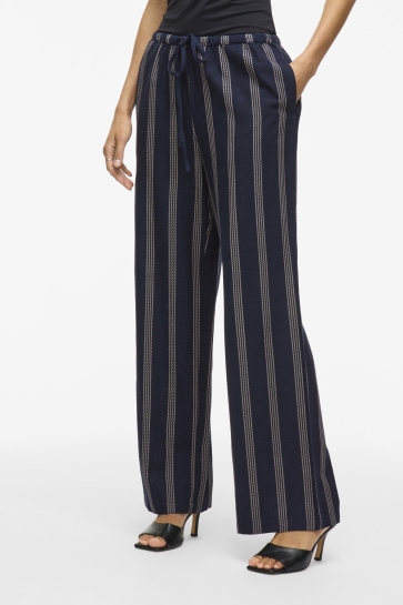 Vila Broek VIPRISILLA PRINT RW PANTS 14105082 NAVY BLAZER/FEATHER GR
