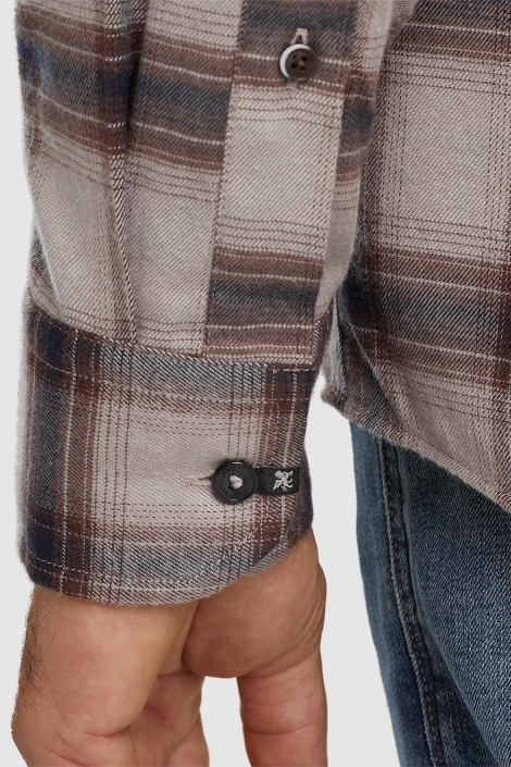 Vanguard taupe heren overhemd | Close up