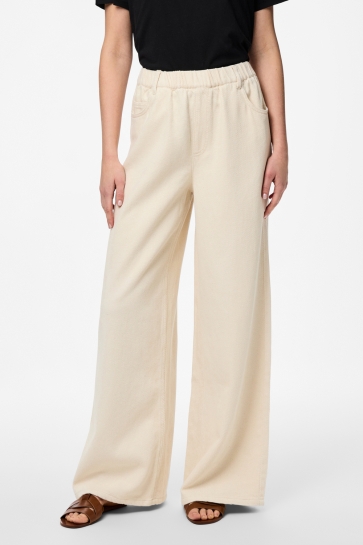 Pieces Broek PCSAVANNA MW PULL UP DENIM PANT 17156458 RAW COTTON