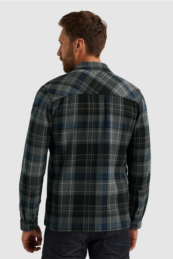PME legend blauwe heren overhemd | Model achteraanzicht