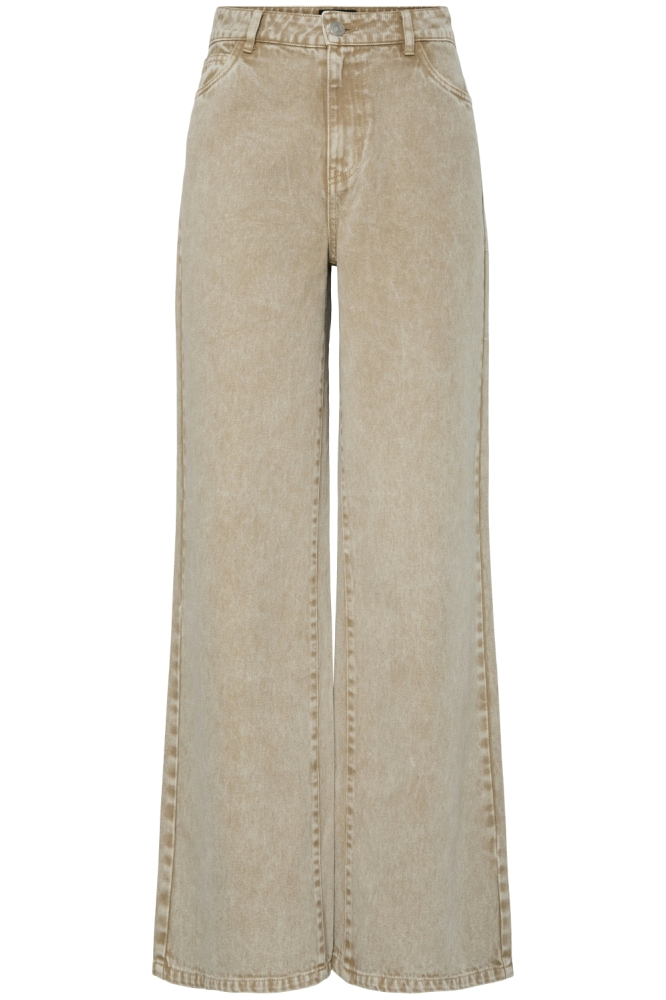 Pieces beige dames jeans | Vooraanzicht