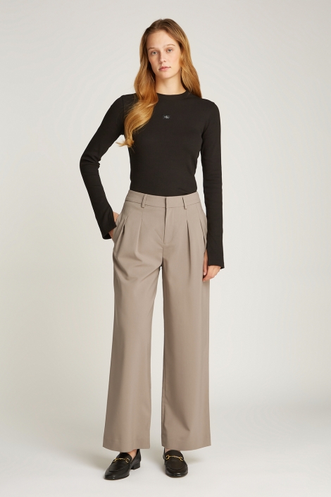 tailored wide leg pants j20j224849 calvin klein broek pfw taupe gray maat 31