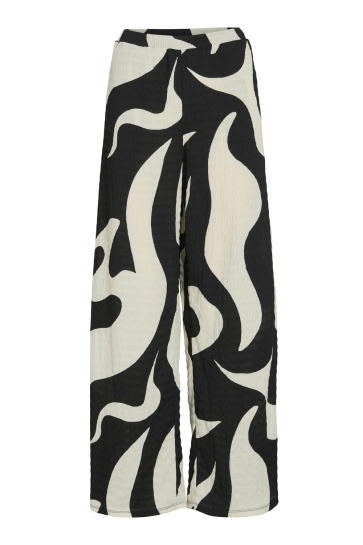Vila Broek VIZEYA ZERA HW WIDE PANTS/DFS 14106998 BLACK BEAUTY/ZEBRA BIRCH
