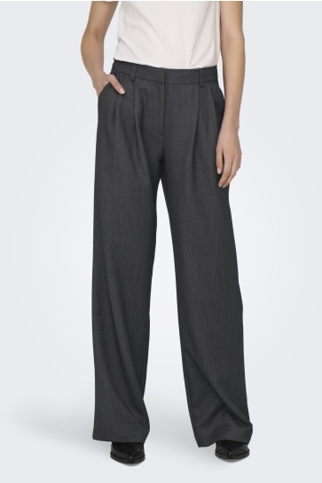Only Broek ONLHATTIE HW PLEAT MEL STR PANT TLR 15304707 Dark Grey Melange