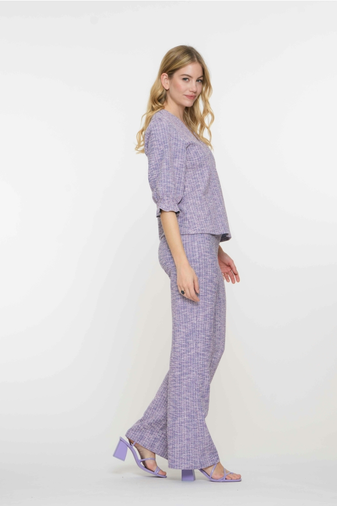 TWEED MELANGE BROEK 51224 20 Off-White/Lilac