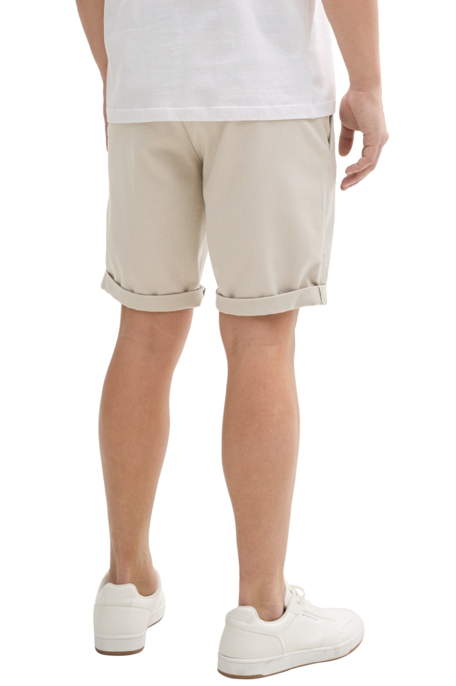 Tom Tailor beige heren korte broek | Model achteraanzicht
