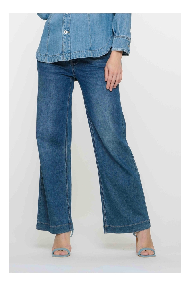 Geisha blauwe dames jeans | Model vooraanzicht