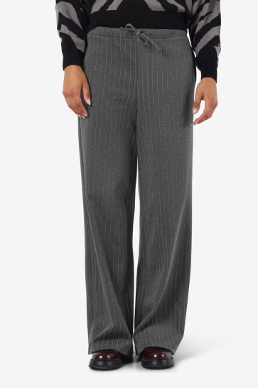 Noisy may NMMIEL NW PINSTRIPE WIDE PANTS JRS 27035114 Dark Grey Melan/BW PINSTRIPE