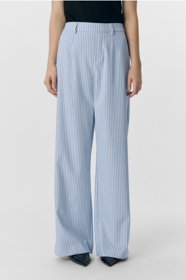 Object Broek OBJLISA WIDE PANT AOP NOOS 23040544 Cloud Dancer/Cornflower Blue