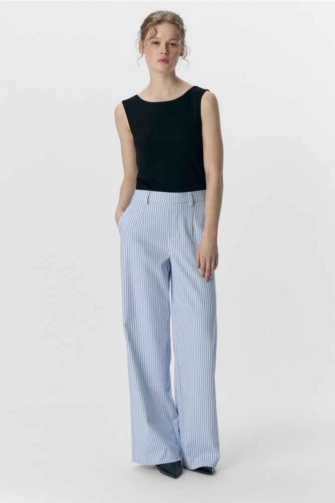OBJLISA WIDE PANT AOP NOOS 23040544 Cloud Dancer/Cornflower Blue