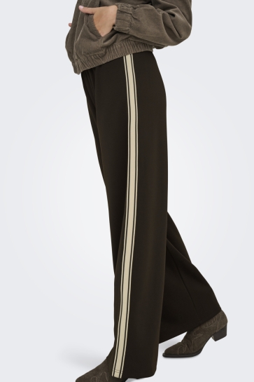 Only Broek ONLASTA WIDE STRIPE PANTS SWT 15356171 Chocolate Torte/Black/birch