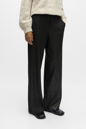 Object OBJLISA WIDE PANT AOP NOOS 23040544 BLACK/SILVER GIL