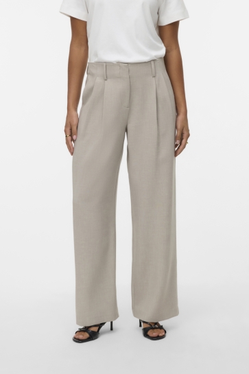 Vero Moda Broek VMMICHELL MW WIDE BELTED PANT 10336373 SILVER MINK/MELANGE