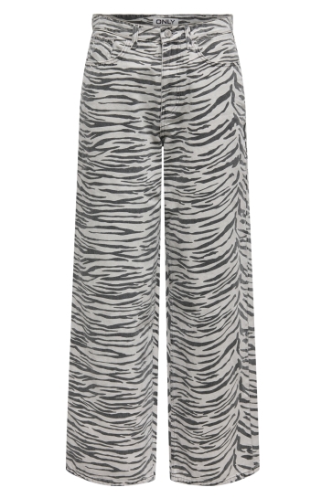 Only Jeans ONLHOPE HW ZEBRA WIDE DNM SIK 15355553 LIGHT GREY DENIM/ZEBRA