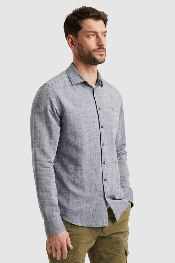 PME legend blauwe heren overhemd | Model zijaanzicht