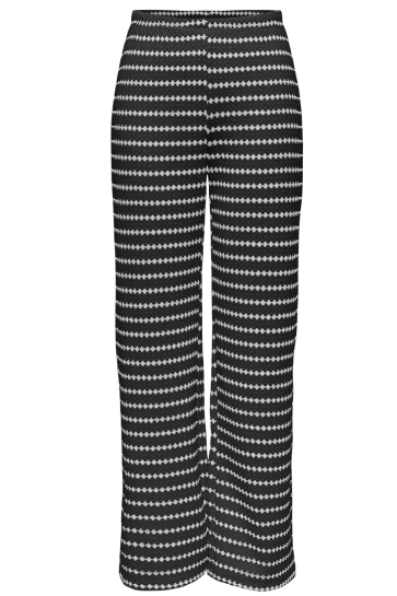 Only Broek ONLEVA STRIPE WIDE LEG PANT JRS 15348629 BLACK/CLOUD DANCER