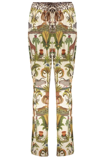 Geisha Broek STRAIGHT LEG PANTALON MET PRINT 51355 70 000010 OFF WHITE/GREEN COMBI
