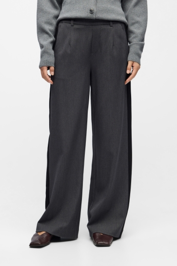 Object OBJLISA WIDE PANT AOP NOOS 23040544 MEDIUM GREY MELANGE/BLACK TRACK