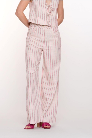 Geisha Broek PANTALON MET SPEELS STREEP DESSIN 51393 20 SAND/PINK