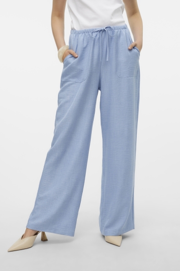 Vero Moda Broek VMMELANEY HW LOOSE PANT WVN NOOS 10316385 CHAMBRAY BLUE/MELANGE