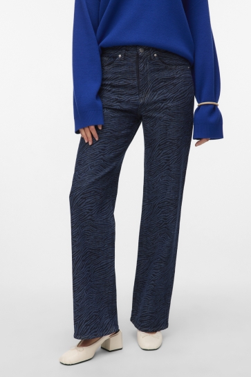Vero Moda Jeans VMTESSA HR WIDE PATTERN MIX JEANS R 10334911 MEDIUM BLUE DENIM/ZEBRA