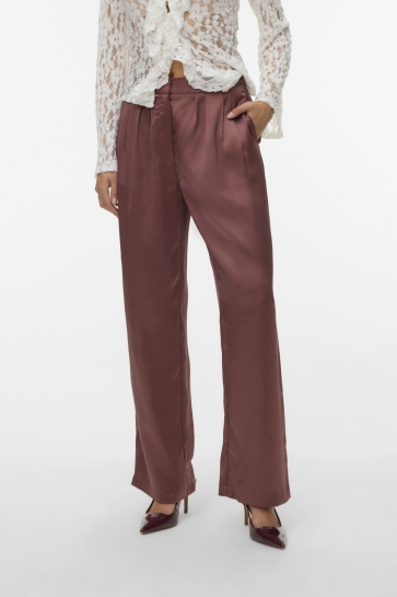 Vero Moda Broek VMSESIL HW WIDE SATIN PANT 10334036 Rose Brown