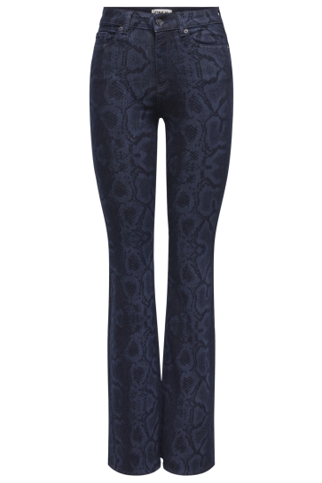 Only ONLPYTHON HW FLARE SNAKE AOP DNM AZ 15361732 Dark Blue Denim/Snake Print
