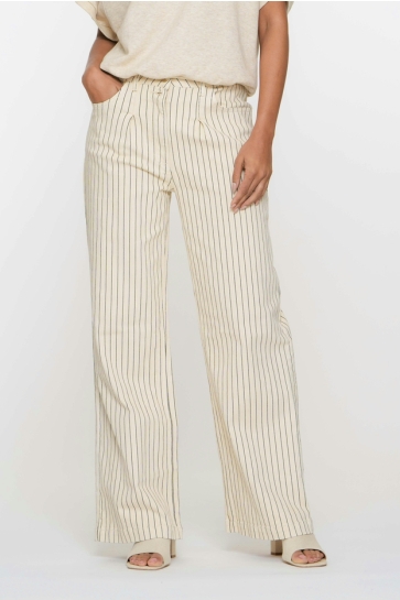 Geisha WIDE LEG JEANS PINSTRIPE 51025 10 Ecru/Indigo