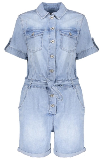 Geisha Broek DENIM PLAYSUIT 51310 10 000830 BLEACHED DENIM