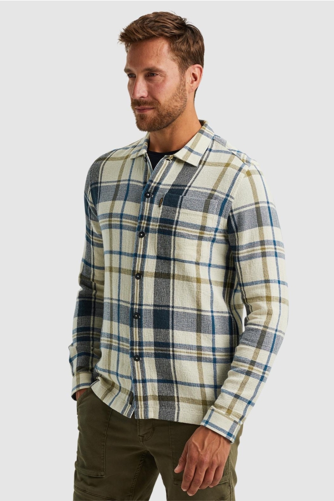 PME legend beige heren overhemd | Model zijaanzicht