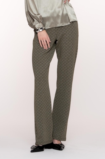 Geisha Broek BROEK MET JACQUARD PRINT 51684 20 000530 GREEN/BLACK