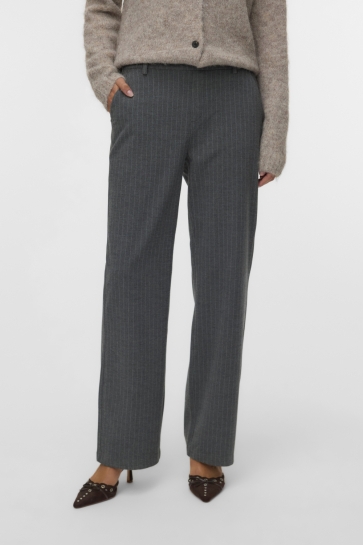 Vero Moda VMMAYA JOJO MW STRAIGHT PANT 10331930 Medium Grey Mel/WHITE