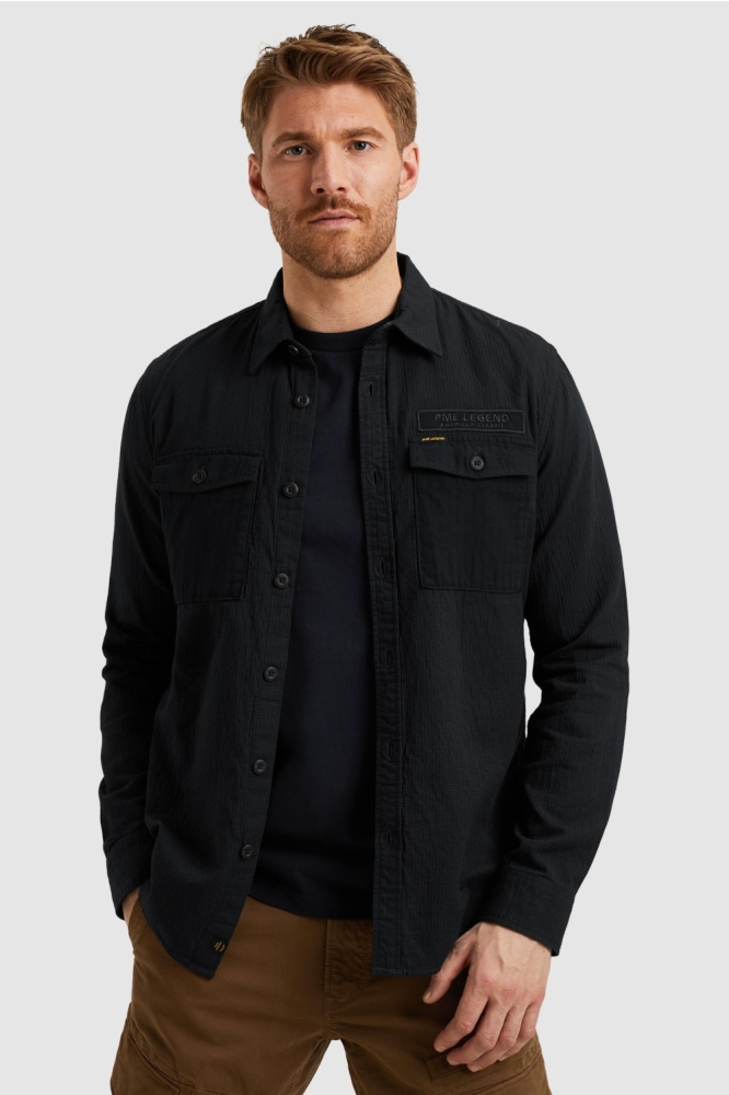 PME legend blauwe heren overhemd | Model vooraanzicht