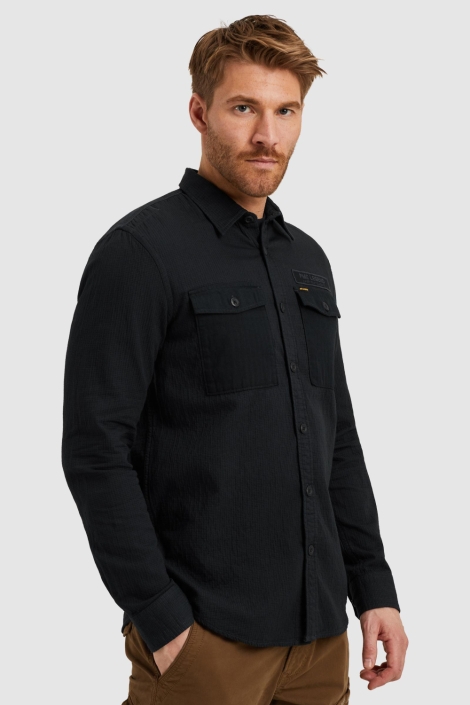PME legend blauwe heren overhemd | Model zijaanzicht