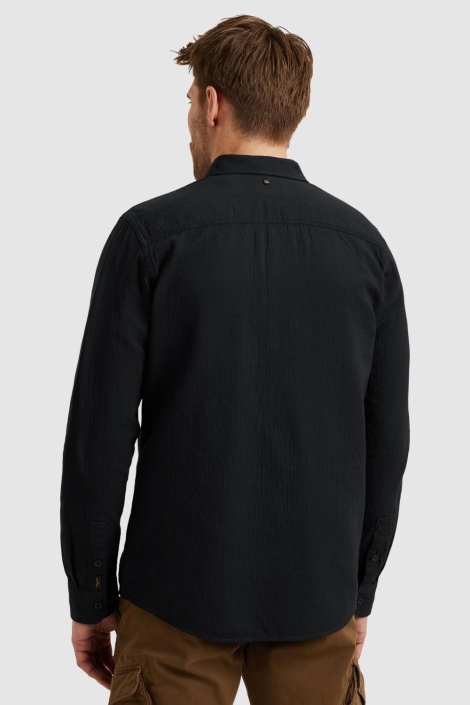 PME legend blauwe heren overhemd | Model achteraanzicht