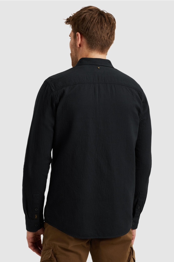 PME legend blauwe heren overhemd | Model achteraanzicht
