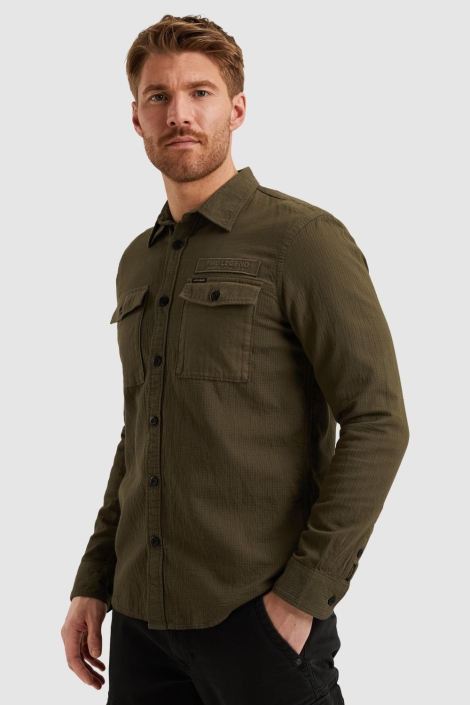 PME legend groene heren overhemd | Model zijaanzicht