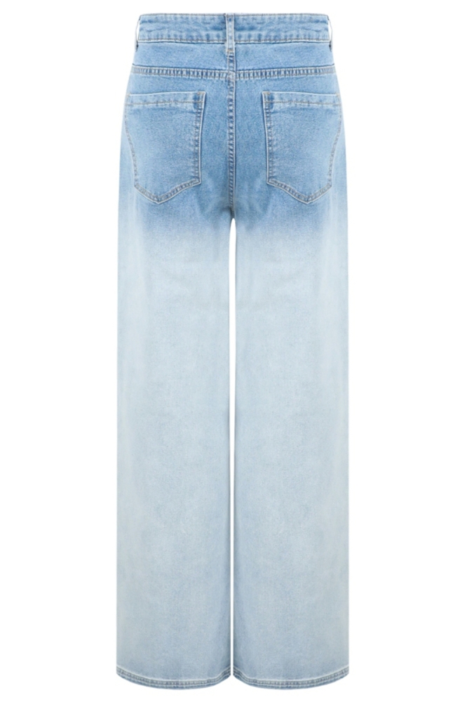 Fluresk blauwe dames jeans | Achteraanzicht